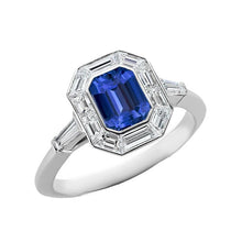 Halo Emerald Ceylon Sapphire Ring 3.50 Carats Diamond Ladies Jewelry