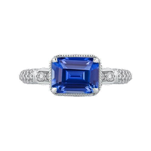 Halo Emerald Sapphire Wedding Ring & Small Round Diamonds 4 Carats