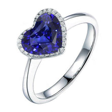 Halo Heart Ceylon Sapphire Wedding Ring 3.50 Carats Gold Jewelry