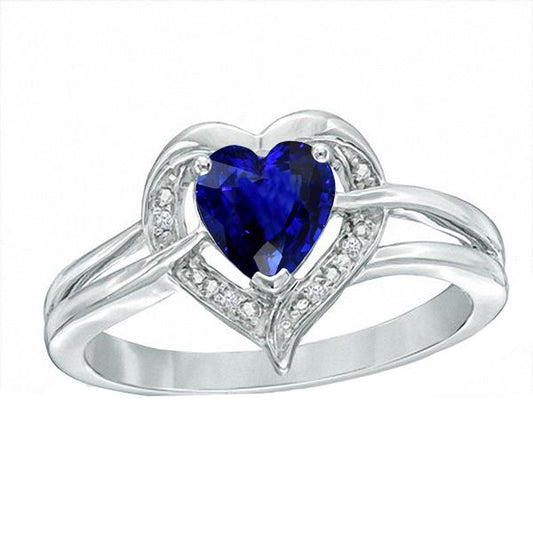 Halo Heart Style Sri Lankan Sapphire Ring 1.50 Carats Diamonds