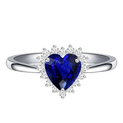 Halo Blue Sapphire Ring Star Style Natural Earth Mined Diamonds 2.50 Carats