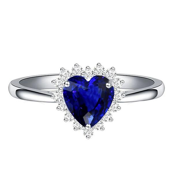 Halo Natural Blue Sapphire Ring Star Style Diamonds 2.50 Carats