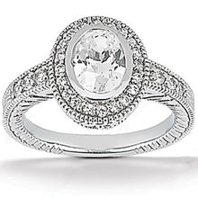 Halo Oval Diamond Engagement Ring Set 1.67 Carats White Gold Jewelry