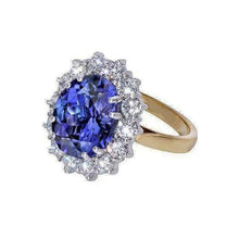 Halo Oval Tanzanite AAA Diamonds 8.50 Carat Ring Two Tone Gold