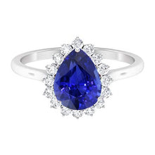 Halo Pear Blue Sapphire Ring Star Style Diamond Jewelry 3.50 Carats