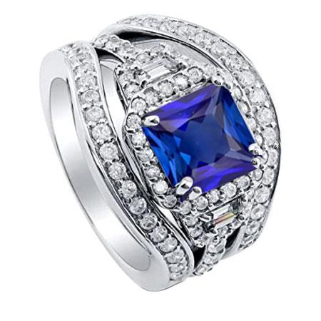 Halo Radiant Sapphire Diamond Engagement Ring With Jacket 4.50 Carats