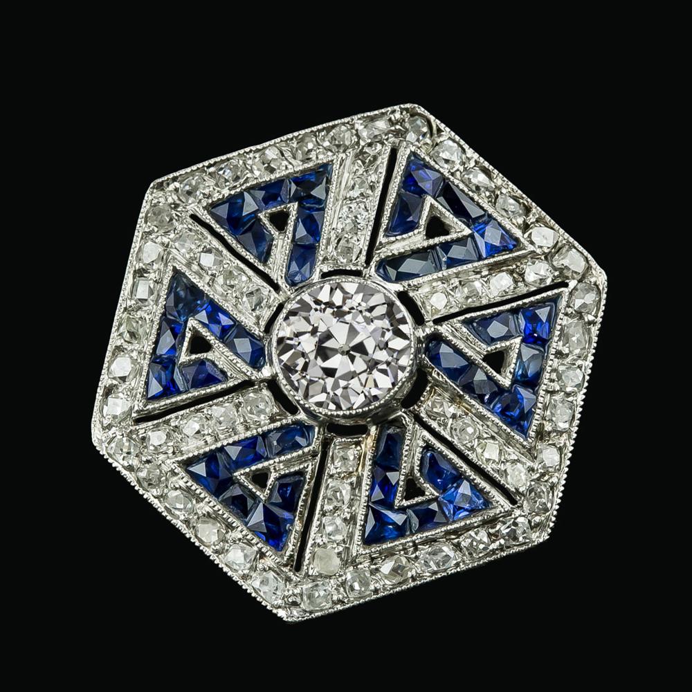 Halo Ring Bezel Set Round Old Miner Diamond Blue Sapphire 5.50 carats