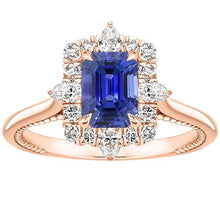 Halo Ring Flower Style Sri Lankan Sapphire & Diamond 4.25 Carats