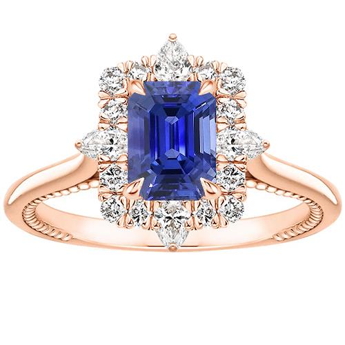 Halo Ring Flower Style Sri Lankan Sapphire & Diamond 4.25 Carats