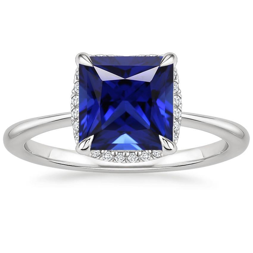 Halo Ring Princess Sri Lankan Sapphire and Diamond 5.25 Carat