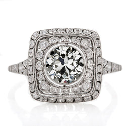 Halo Ring Round Old Miner Real Natural Earth Mined Diamond Bezel Set 5.25 Carats Milgrain