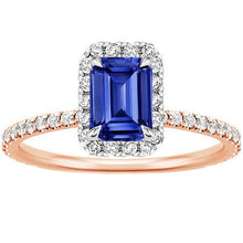 Halo Ring Two Tone Gold Ceylon Sapphire & Diamond 4.25 Carats
