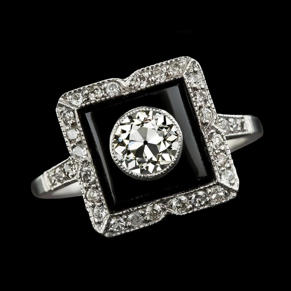 Halo Round Old Miner Diamond Ring Black Rhodium & Gold 3.25 Carats