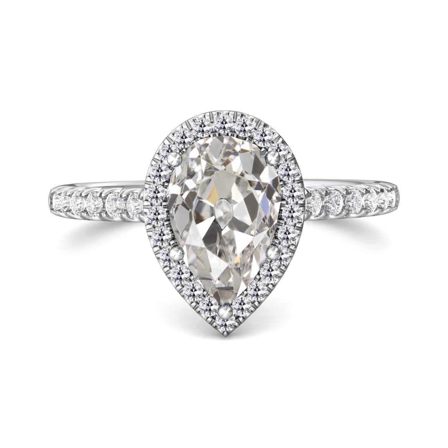 Halo Round & Pear Old Miner Diamond Ring 5 Prong Set 5.50 Carats