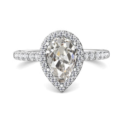 Halo Round & Pear Old Miner Natural Earth Mined Diamond Ring 5 Prong Set 5.50 Carats