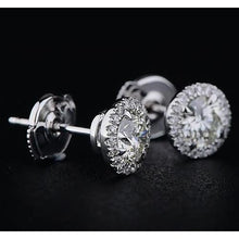 Halo Style Round Diamond Stud Earring 2.20 Carats White Gold 14K