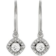 Halo-Styled Diamond Dangle Earrings 1.60 Carats 14K White Gold