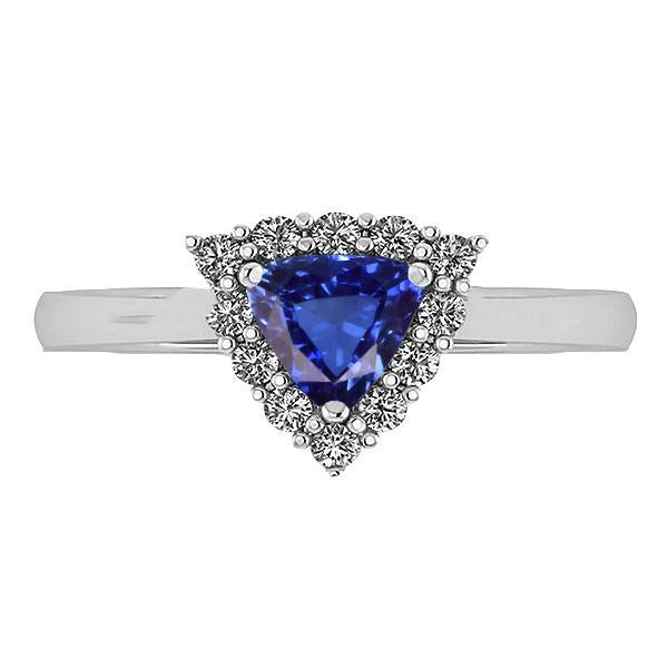 Halo Trillion Blue Sapphire Ring 2.50 Carats Round Diamond Jewelry