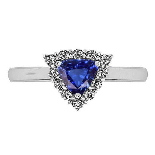 Halo Trillion Blue Sapphire Ring 2.50 Carats Round Diamond Jewelry