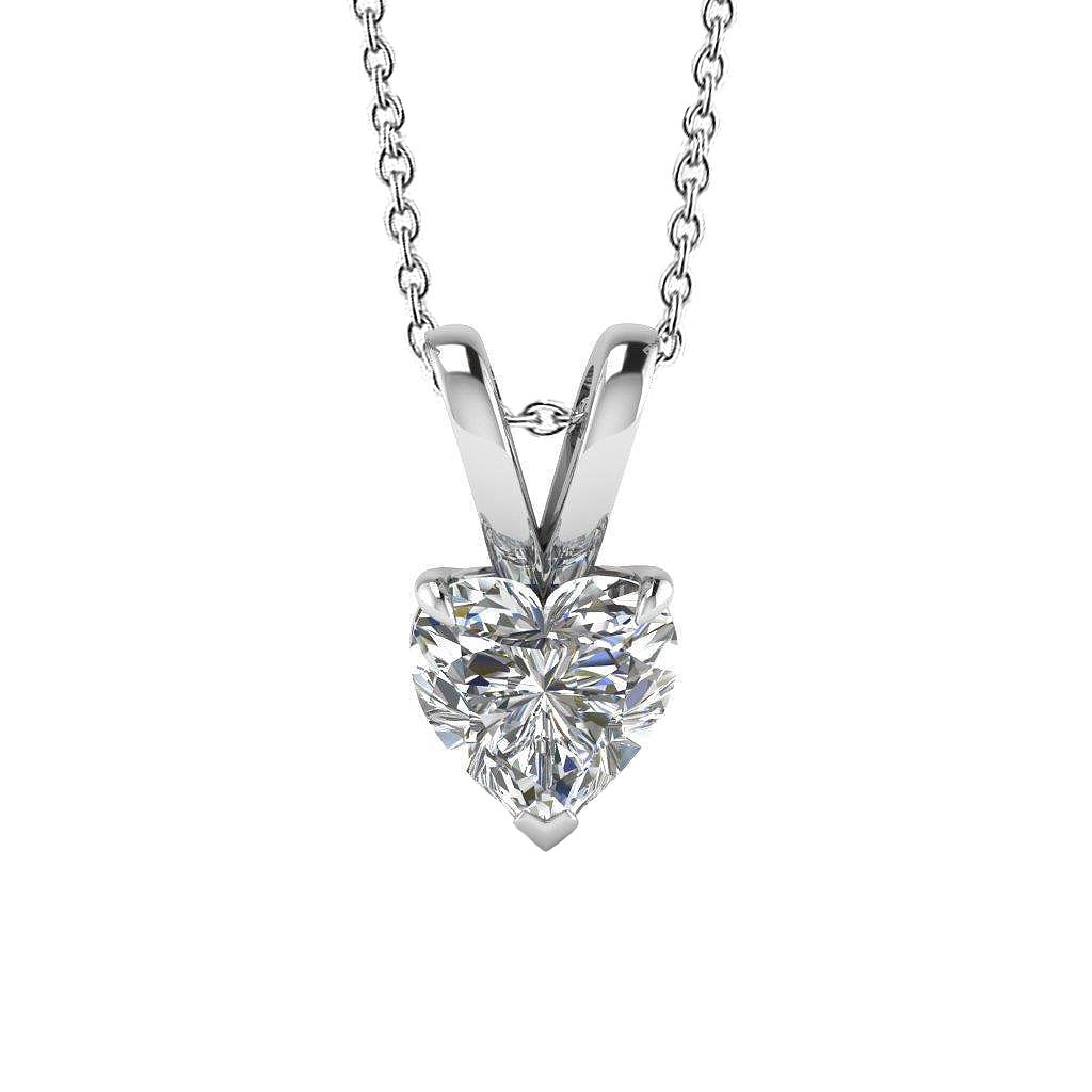 Heart Cut Diamond Necklace Pendant 1 Carat White Gold 14K Jewelry