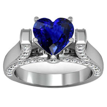Heart Cut Gemstone Ring Sri Lankan Sapphire 4 Carats Diamonds