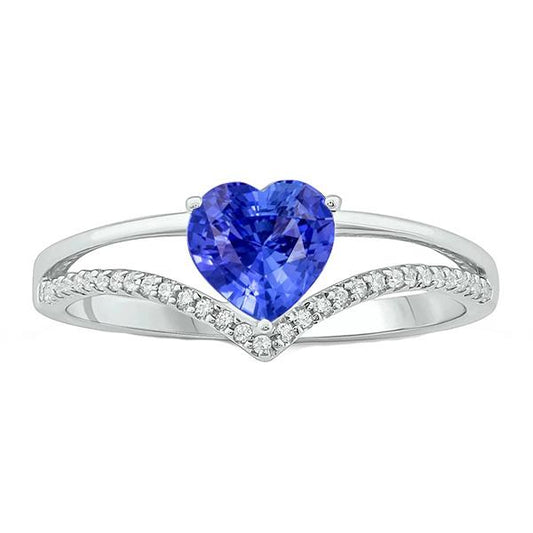 Heart Diamond Jewelry Light Blue Sapphire Ring 2 Carats Gold 14K