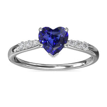 Heart Gemstone Blue Sapphire Diamond Ring 2 Carats Gold 14K Jewelry