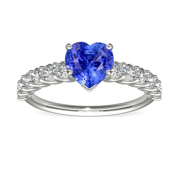 Heart Gemstone Ring Light Blue Sapphire & Pave Set Diamond 3 Carats