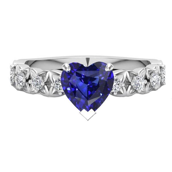 Heart Gemstone Sri Lankan Sapphire Ring With Accents 2.50 Carats