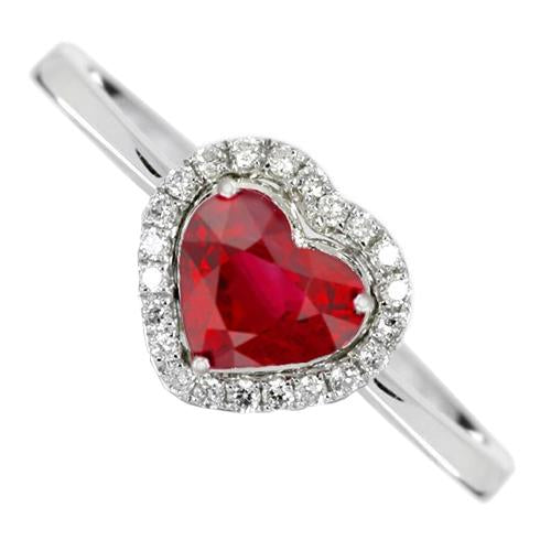 Heart Ruby And Diamond Wedding Ring Jewelry 3.35 Carats