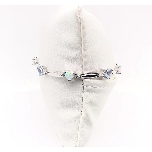 Heart Shape Aquamarine & Opal Diamond Bracelet 9.54 Carats