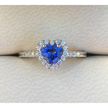Heart Shape Ceylon Sapphire Diamond Wedding Ring 3.90 Ct Gold 14K