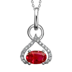 Heart Shape Pendant Necklace 6.55 Ct. Ruby And Diamonds New
