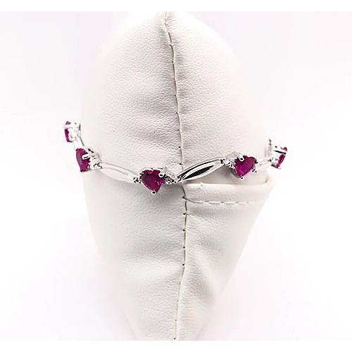 Heart Shape Rhodolite Garnet Diamond Bracelet 9.54 Carats Jewelry New