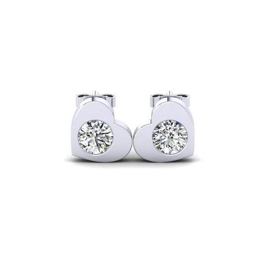 Heart Shape Studs Earrings 1.00 Carats 14K White Gold