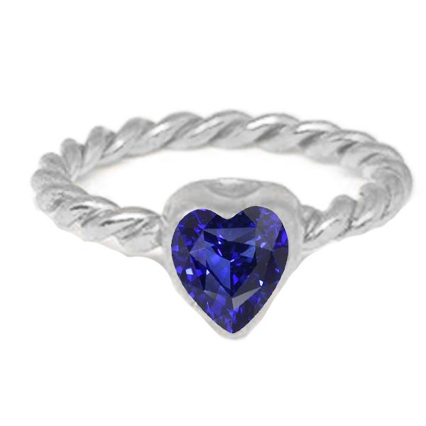 Heart Solitaire Blue Sapphire Ring Bezel Set 1.50 Carats Rope Style