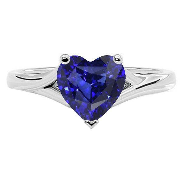 Heart Solitaire Gold Sapphire Ring Split Shank 2.50 Carats