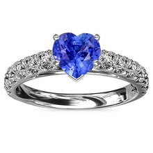 Heart Solitaire Natural Blue Sapphire Diamond Accents Ring 3.50 Carats