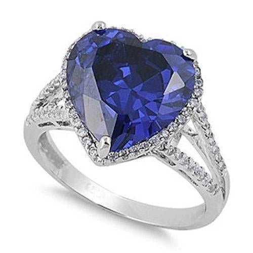Heart Sri Lanka Sapphire Diamonds White Gold 14K Ring 9.50 Carat