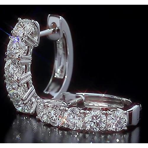 Hoop Style Earrings Round Diamond White Gold 14K
