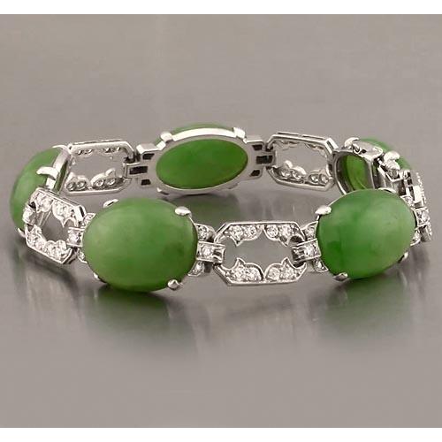 Jade Diamond Bracelet 103 Carats White Gold Jewelry New