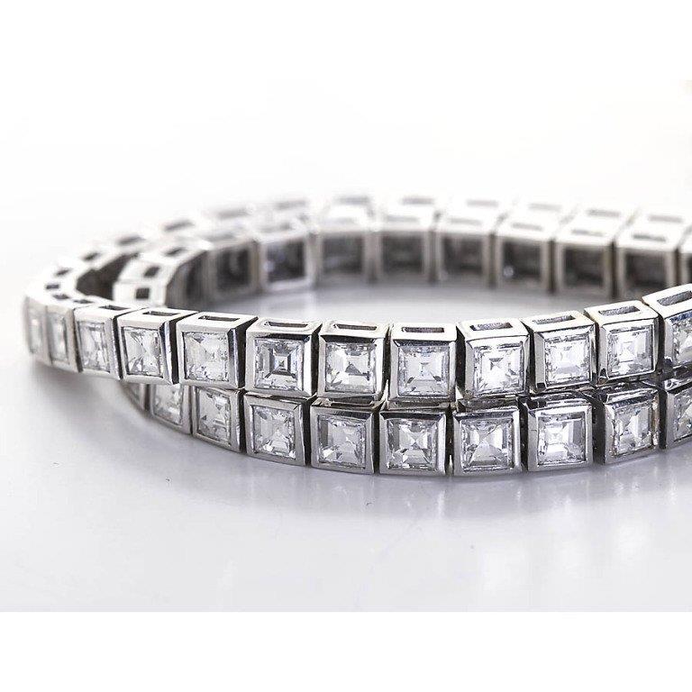 Jewellery Princess Cut 12 Ct Natural Earth Mined Diamond Tennis Bracelet 14K White Gold