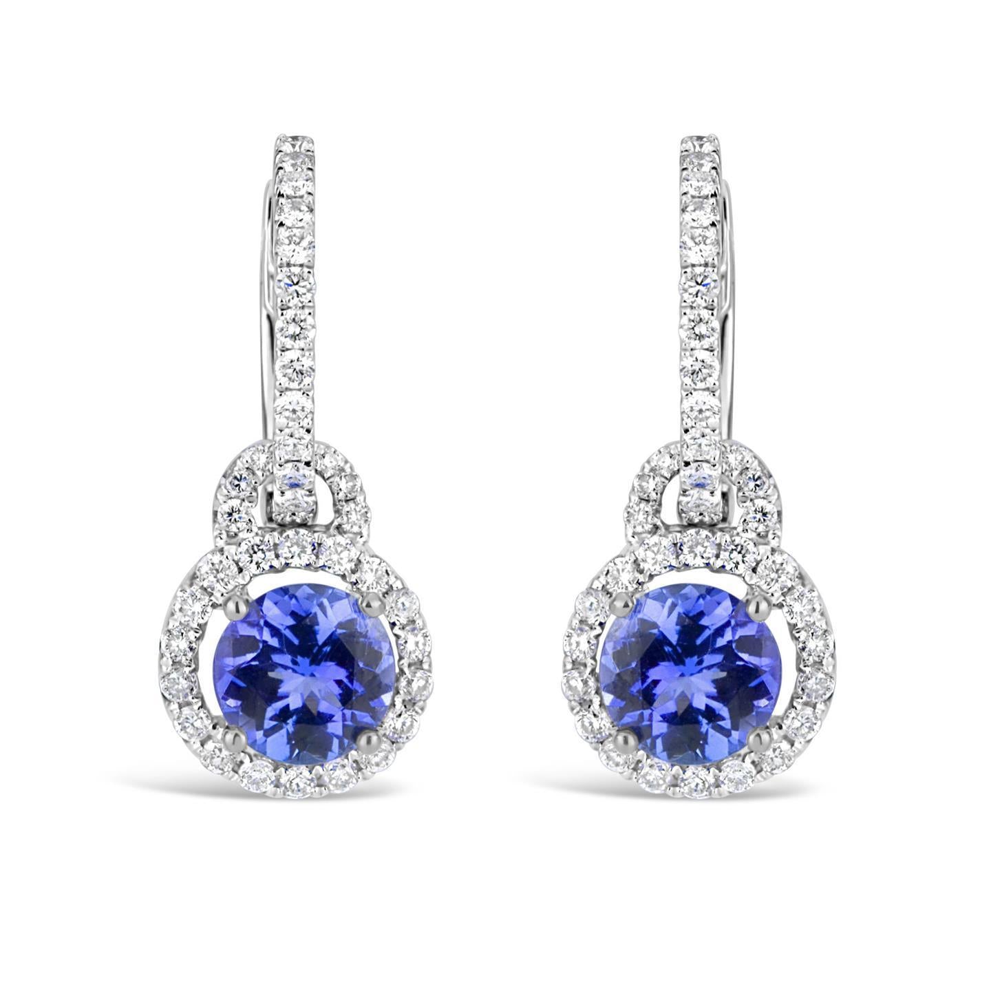 Ladies Dangle Earrings 5.50 Carats Tanzanite With Diamonds New