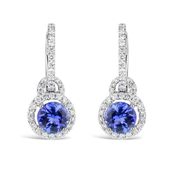 Ladies Dangle Earrings 5.50 Carats Tanzanite With Natural Earth Mined Diamonds New