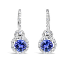 Ladies Dangle Earrings 5.50 Carats Tanzanite With Diamonds New