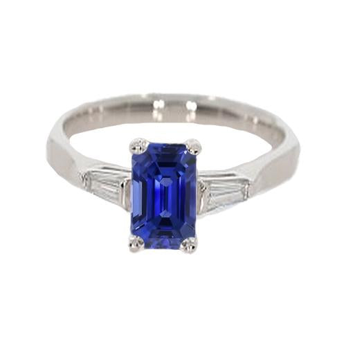 Ladies Diamond 3 Stone Emerald Ceylon Sapphire Ring 3 Carats