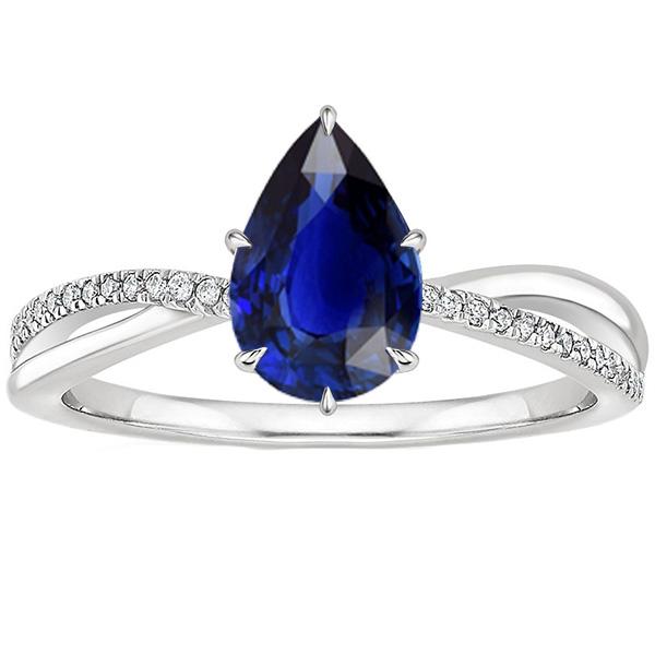 Ladies Diamond Blue Sapphire Ring 5 Carat Sparkling White Gold Jewelry