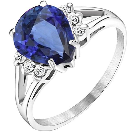 Ladies Diamond Engagement Ring Blue Sapphire Split Shank 3.50 Carats