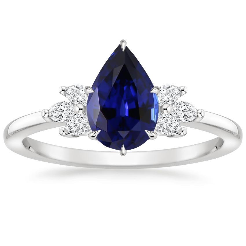 Ladies Diamond & Pear Sri Lankan Sapphire Engagement Ring 7.25 Carats