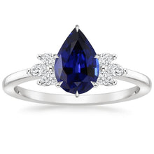 Ladies Diamond & Pear Sri Lankan Sapphire Engagement Ring 7.25 Carats